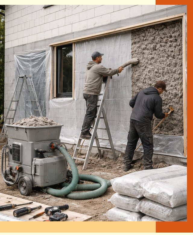 Утепление дома из газобетона эковатой в Учалах от 4575 руб./м2 | ТепломастерЧлы