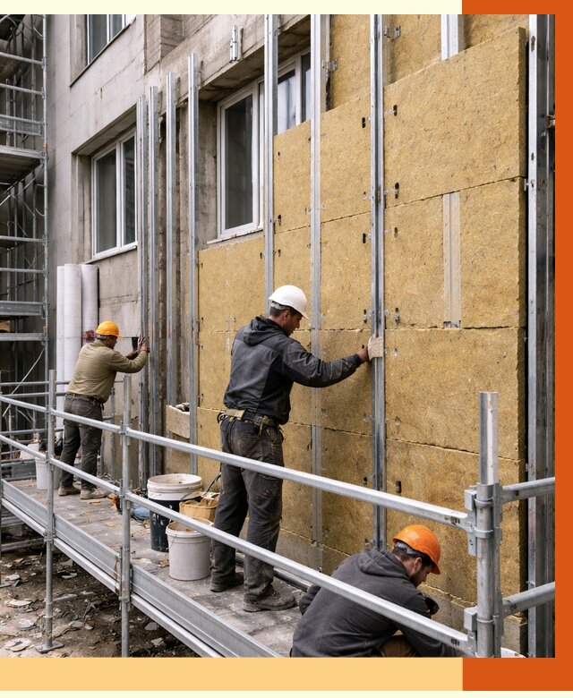 Утепление вентилируемого фасада в Учалах от 5694 руб/м2 — монтаж и утепление вентфасад | ТепломастерЧлы